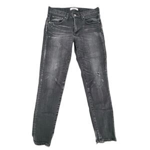 Moussy Vintage Velma Skinny Black Wash Gray Distressed Cropped Denim Jeans 26